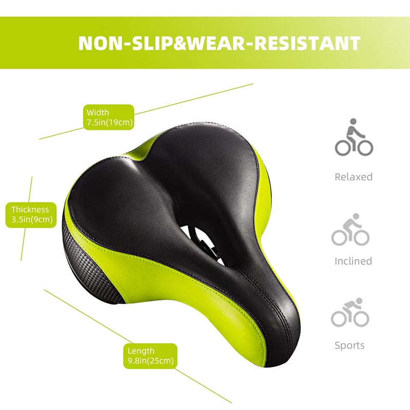 Roguoo Bike Seat, Most Comfortable Bicycle Seat Dual Shock Absorbing Memory Foam Waterproof Bicycle Saddle Bike Seat Replacement with Refective Tape for Mountain Bikes, Road Bikes - Image 3